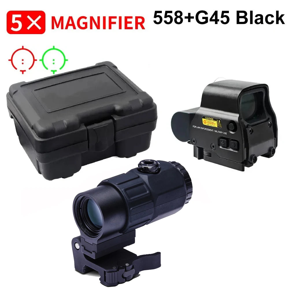 558+G43 Holographic Collimator Sight 558+G33/G45 Red Dot Optic Sight W/20mm Rail Mounts&Quick Detach Lever