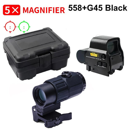 558+G43 Holographic Collimator Sight 558+G33/G45 Red Dot Optic Sight W/20mm Rail Mounts&Quick Detach Lever