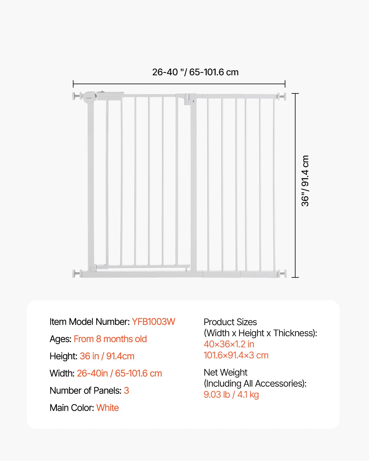 SucceBuy Baby/Pet Gate 28/30/36 Inches High Gate Easy Step Walk Thru