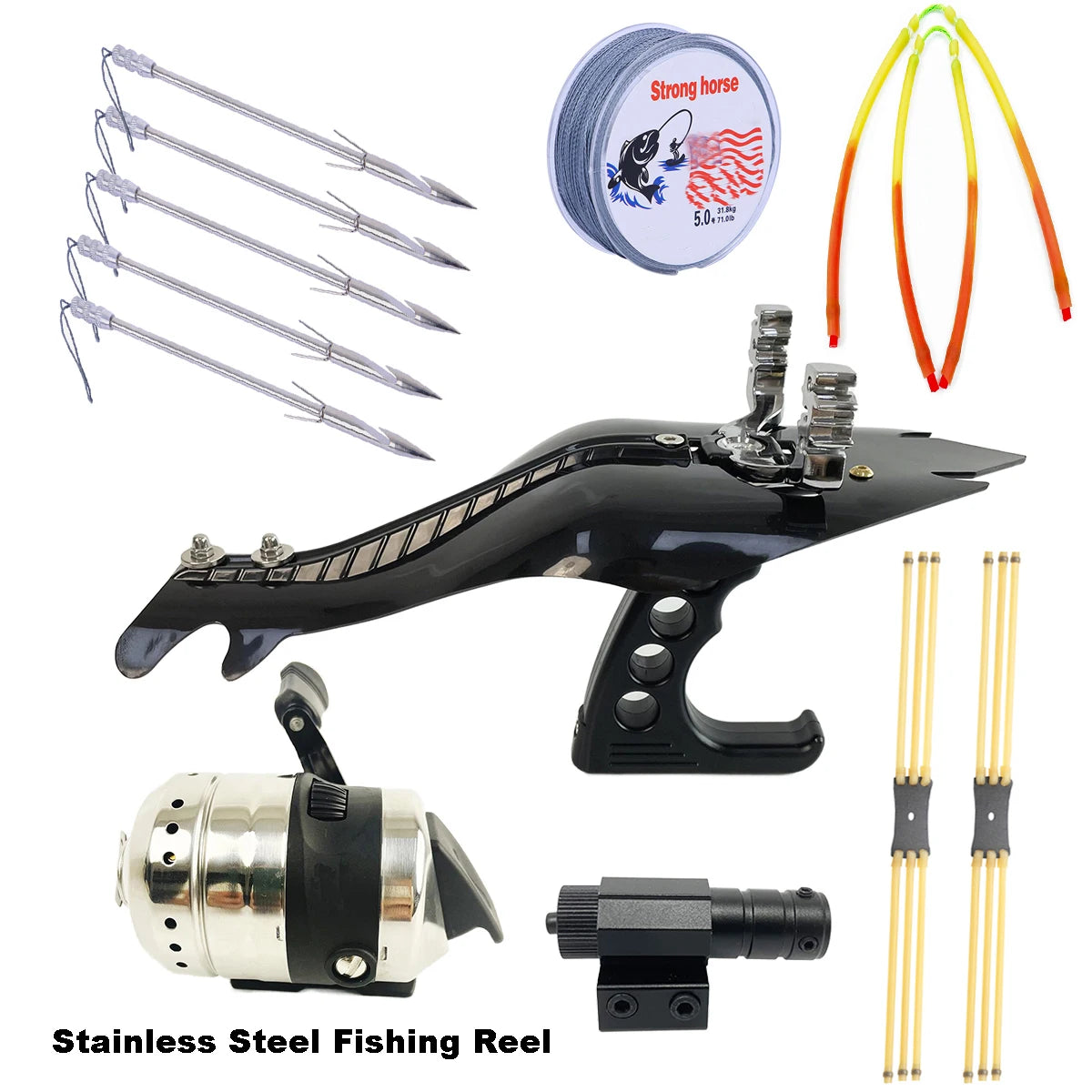 Outdoor slingshot set,  including fishing wheel, ideal kit for outdoor fishing
