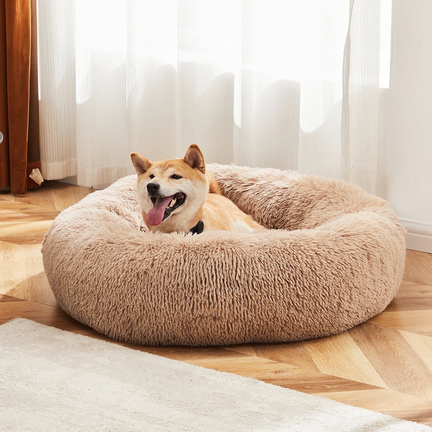 Anti-Slip Round Washable Calming Dog Bed