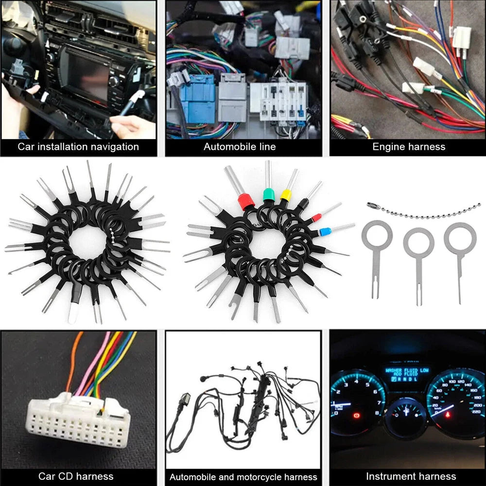 100 PCS Car Terminal Removal Repair Tools Electrical Wiring Crimp Connector Pin Extractor Kit With Keys Automotive Plug Pullers