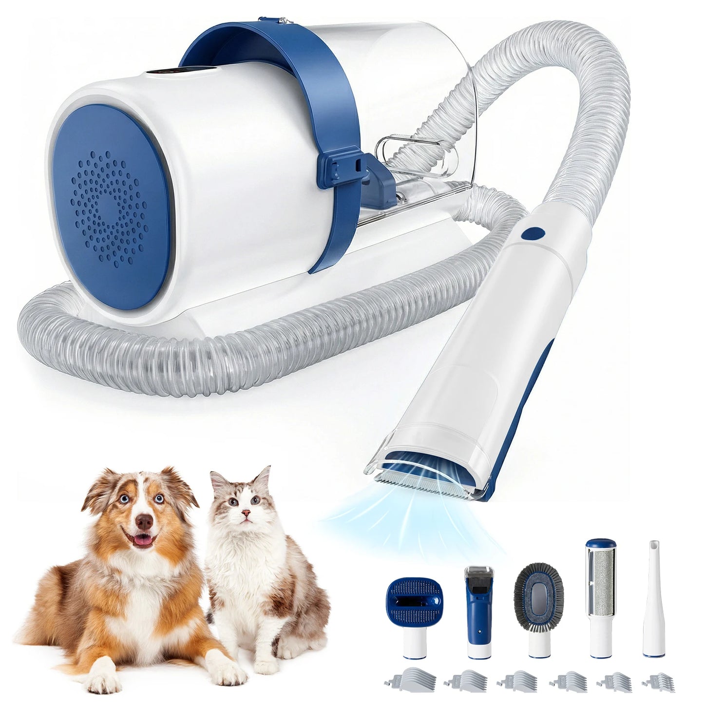 2.5L Professional Pet Grooming Vacuum Kit 3 Suction Modes and 5 Groomer Tools with Cordless Low Noise