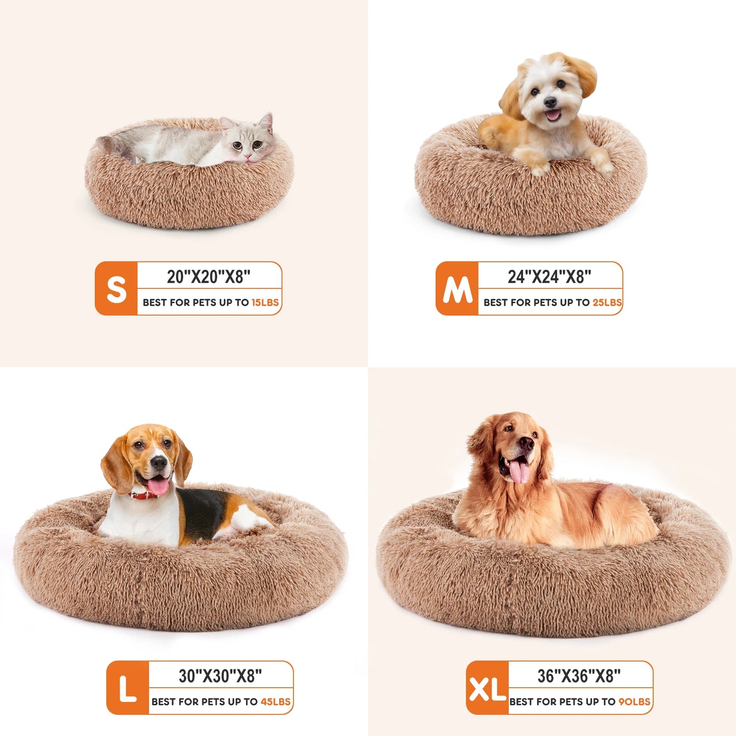 Anti-Slip Round Washable Calming Dog Bed