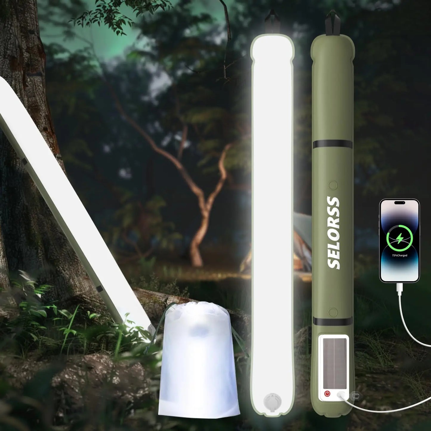 SELORSS Solar Folding Portable Camping Lantern USB-Type C