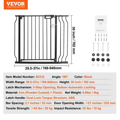 SucceBuy Baby/Pet Gate 28/30/36 Inches High Gate Easy Step Walk Thru