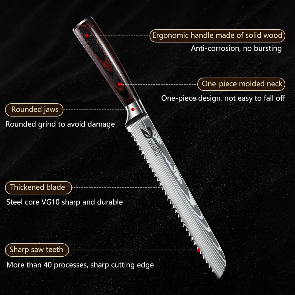 10" Serrated Bread Knife, Ultra Sharp , Non-Slip Handle
