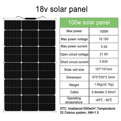 DGSUNLIGHT 100w 200w 12v Flexible, Portable Solar Panel