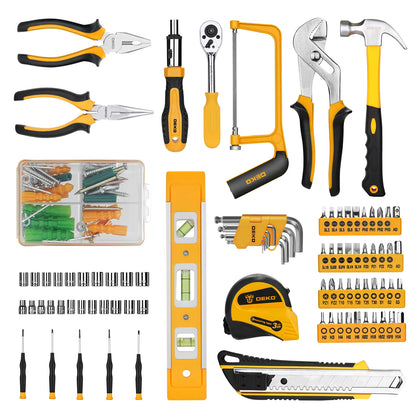 DEKO 228Pcs Socket Wrench Auto Repair Tool Combination Package with Plastic Toolbox Storage Case