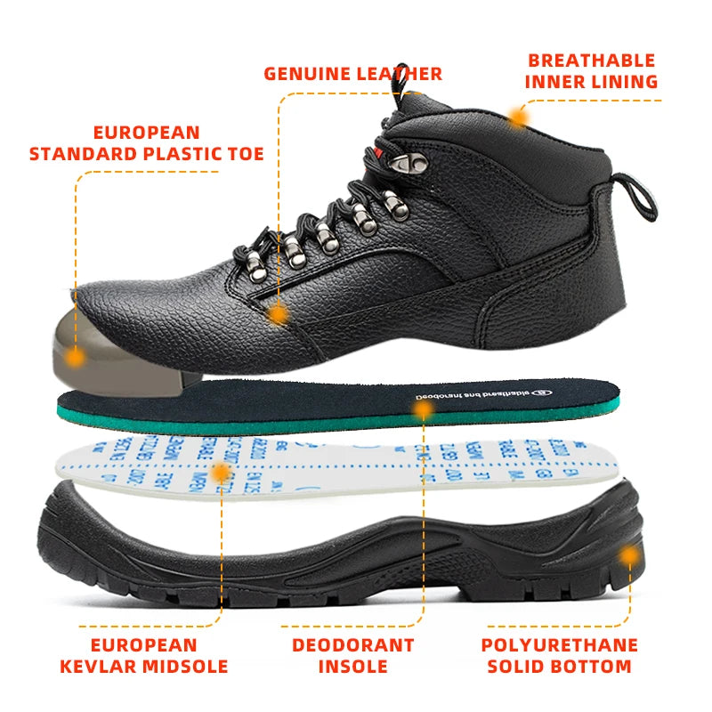 Puncture Proof Anti-skid Steel Toe High Top Work Safety Shoes