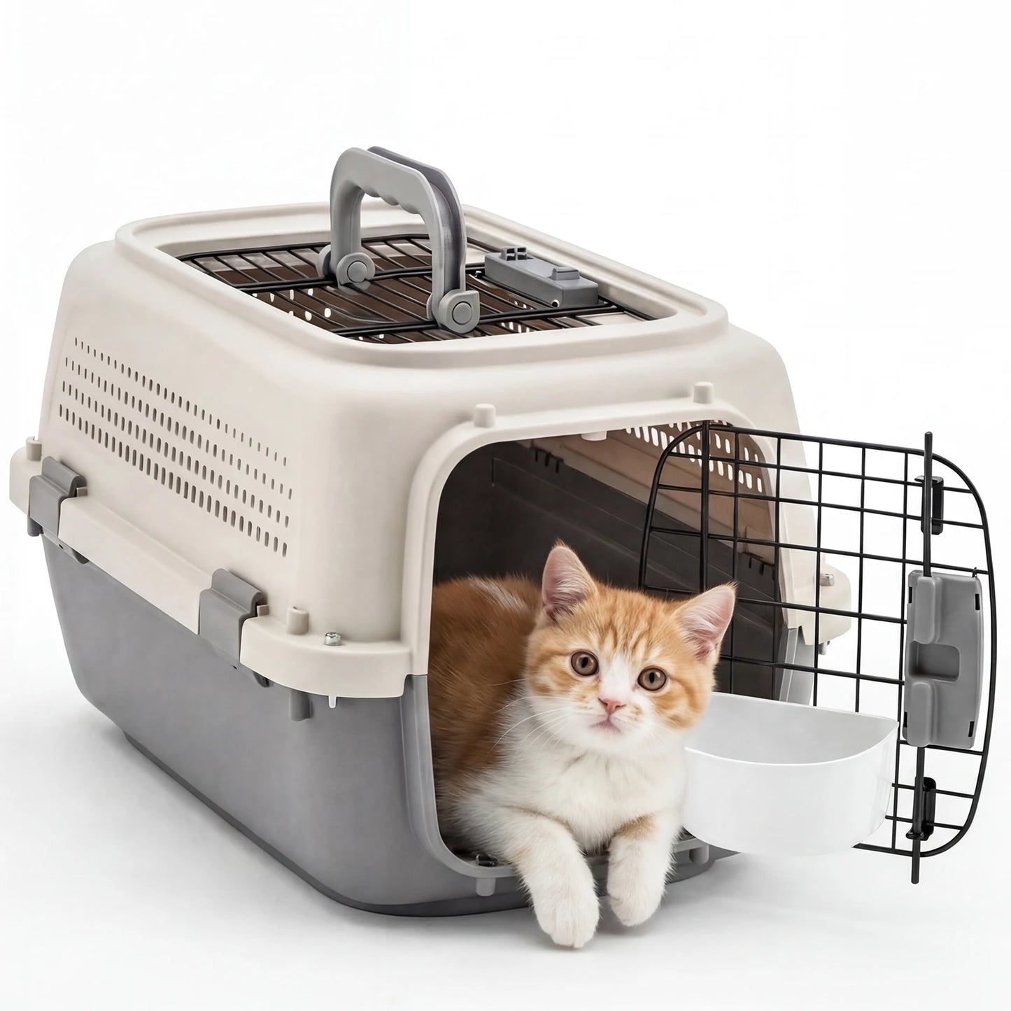 JHK 23Inch Travel Crate-Pet Carrier - Front & Top Load With Door Food Bowl with Enhanced Security Latchesf