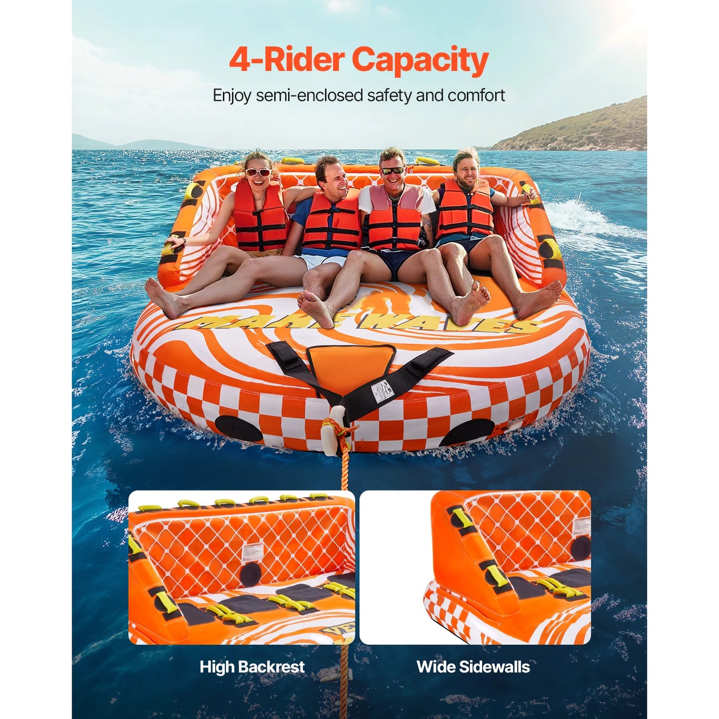 SucceBuy  1-4 Riders Inflatable Boat Tubes