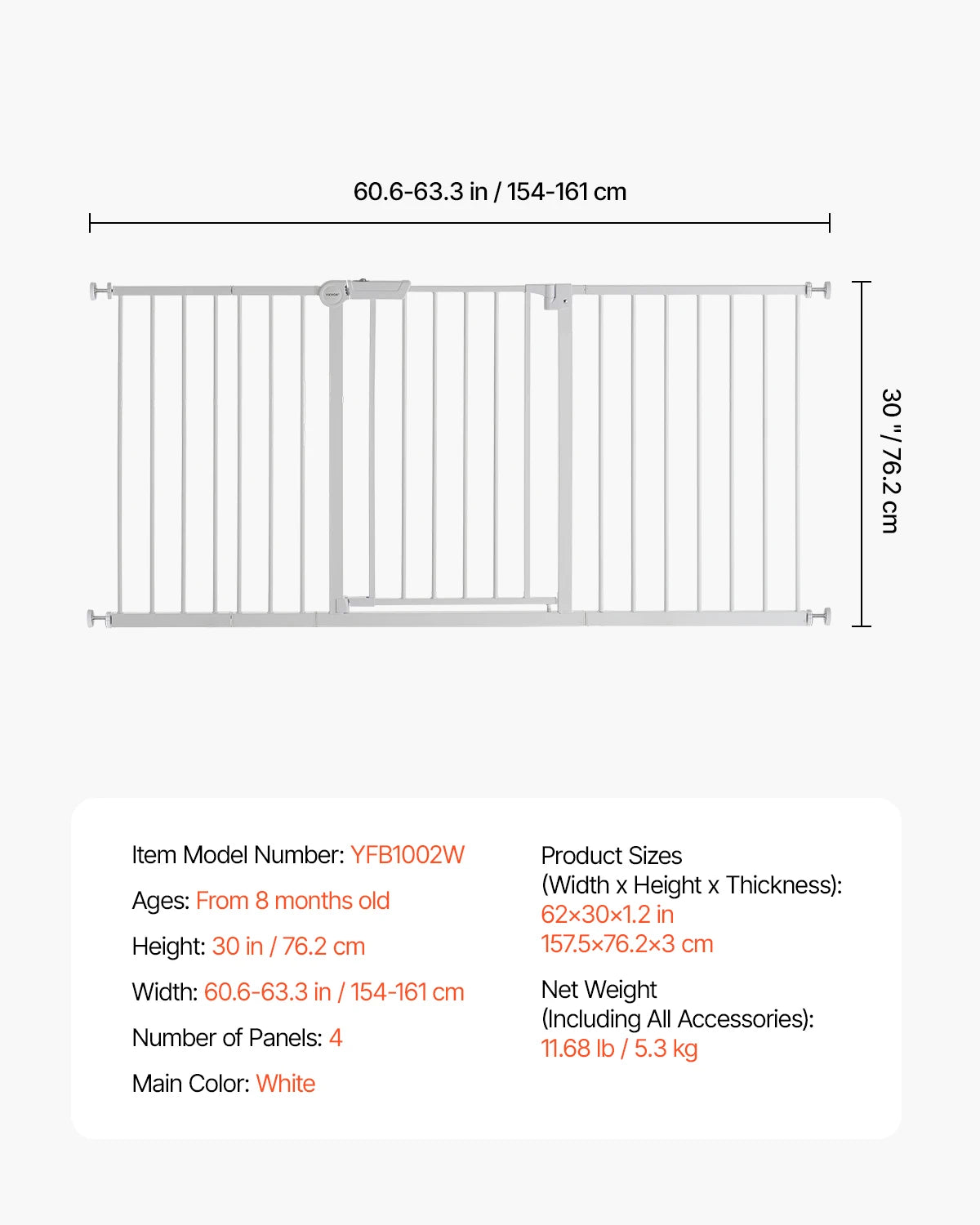 SucceBuy Baby/Pet Gate 28/30/36 Inches High Gate Easy Step Walk Thru
