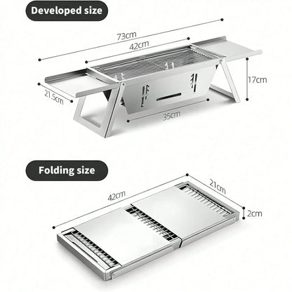 Multi-Functional  Portable Barbecue Foldable Grill, total Length 73cm (Grill Rack 42cm),
