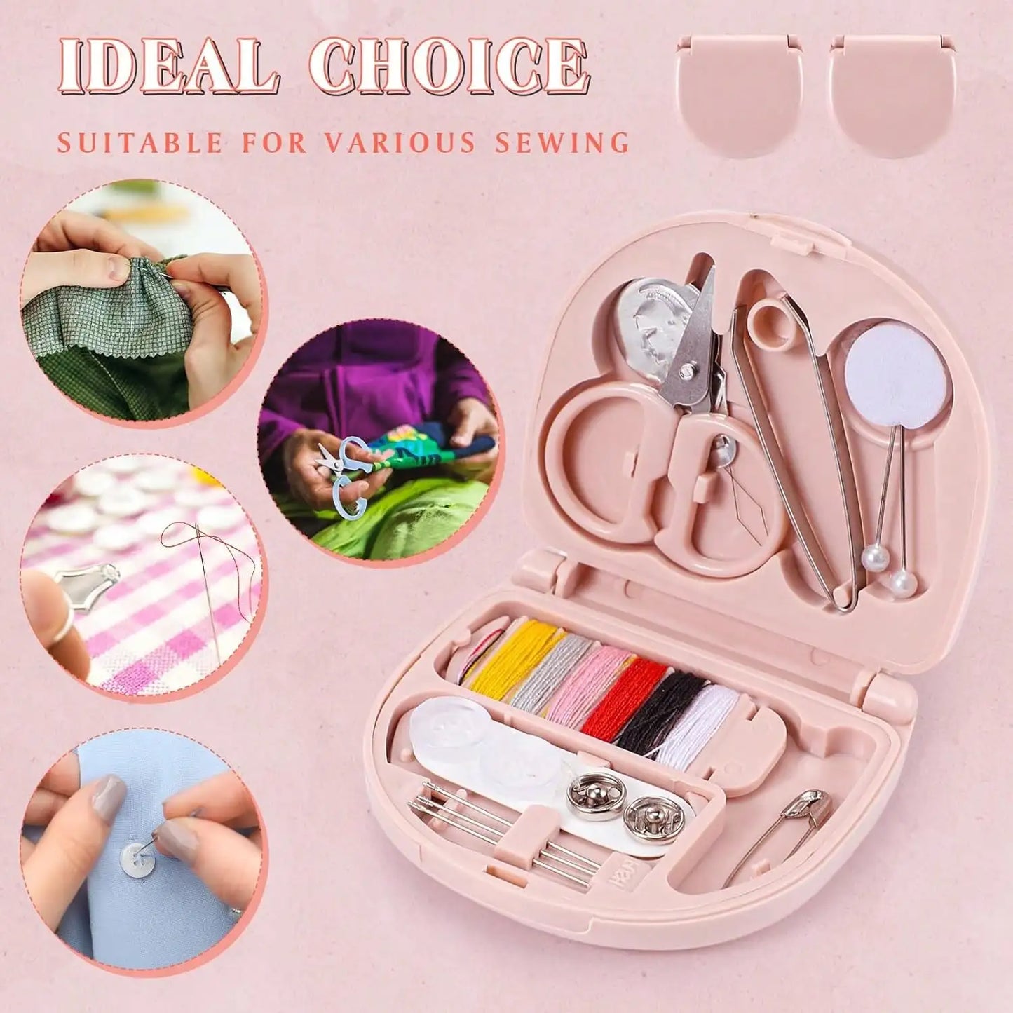 Portable Luxury Mini Travel Sewing Kit  With Threads, Sharp Scissors, Hand Needles And Extra Accessories