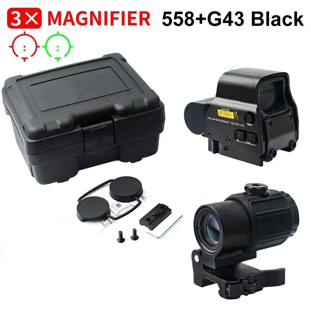 558+G43 Holographic Collimator Sight 558+G33/G45 Red Dot Optic Sight W/20mm Rail Mounts&Quick Detach Lever