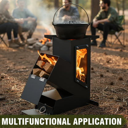 Portable  Wood Burning Rocket Stove With Glass Door