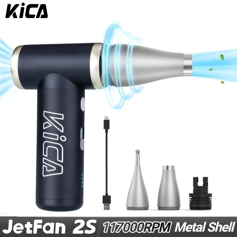 KiCA JetFan 2S Portable Air Blower 117000RPM Rechargeable Mini Fan, Metal Shell Extreme Mode