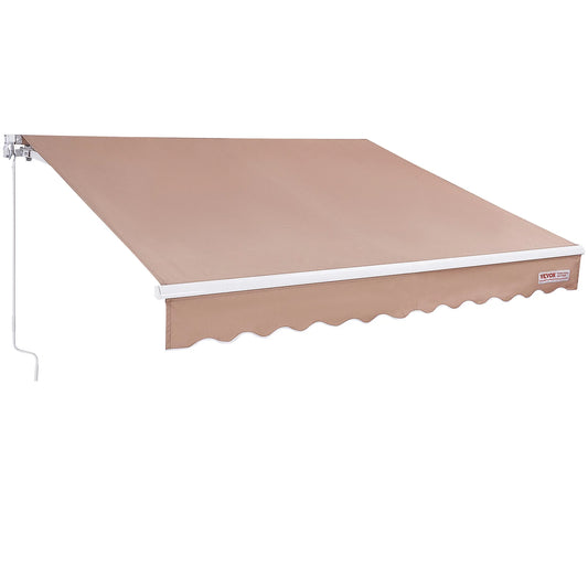 SucceBuy Manual Retractable Outdoor Awning Water-Resistant Sun Shade