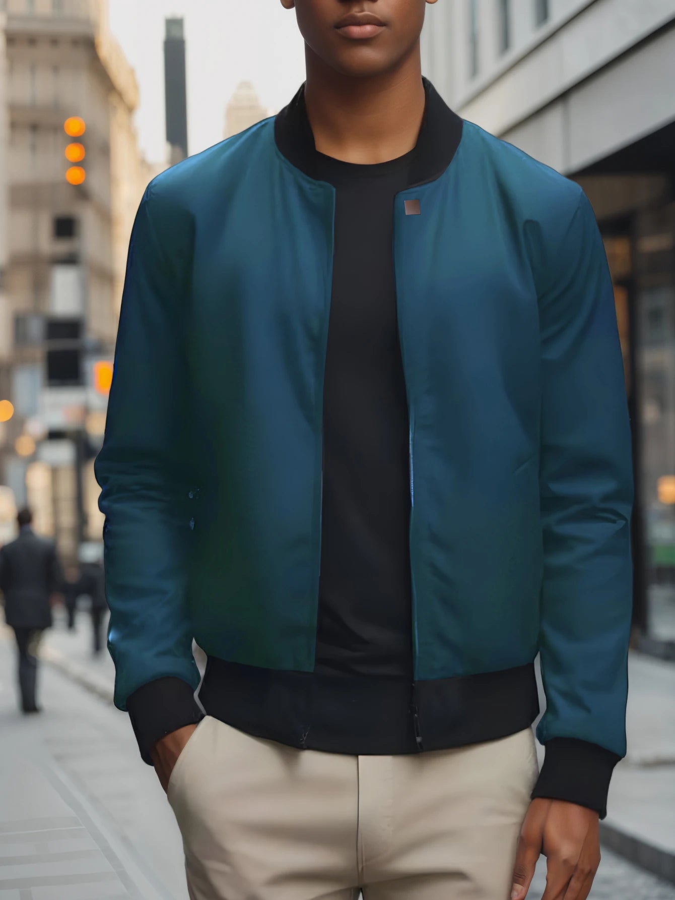 Baseball Collar Short Loose Solid Color Jacket
