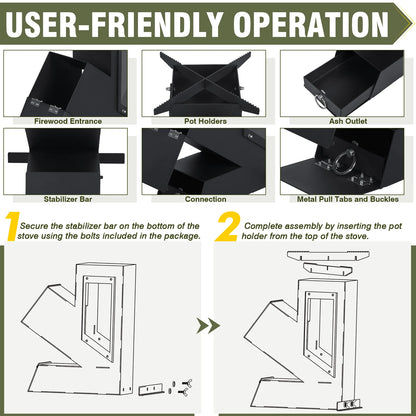 Portable  Wood Burning Rocket Stove With Glass Door