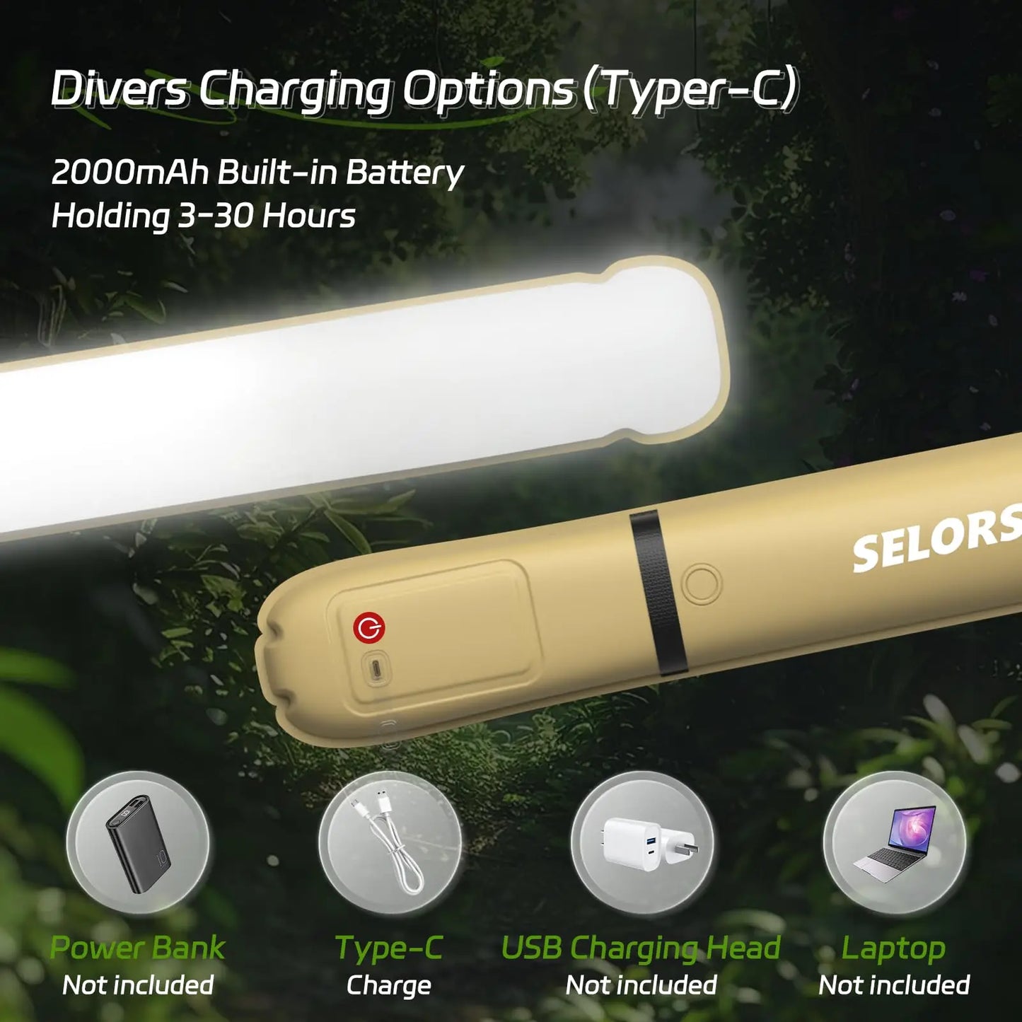 SELORSS Rechargeable Portable Spotlight Camping Lamp