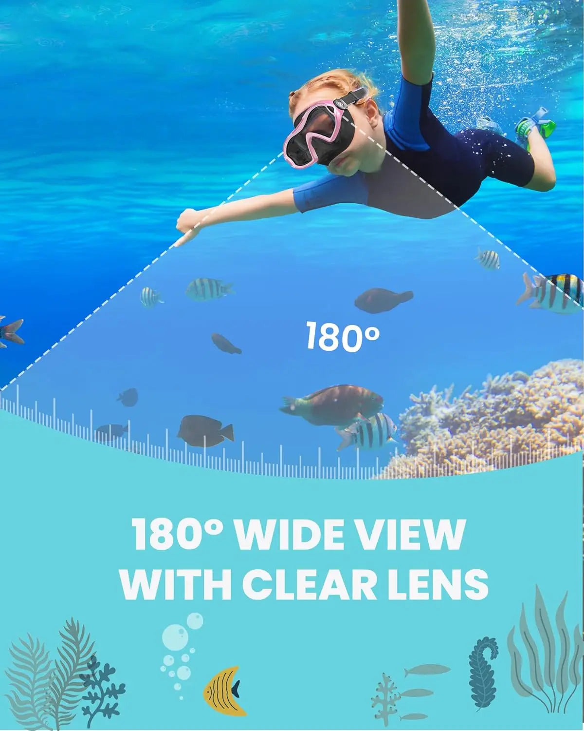 OutdoorMaster Stingray Kids Anti-Fog Swim Goggles with Nose Cover