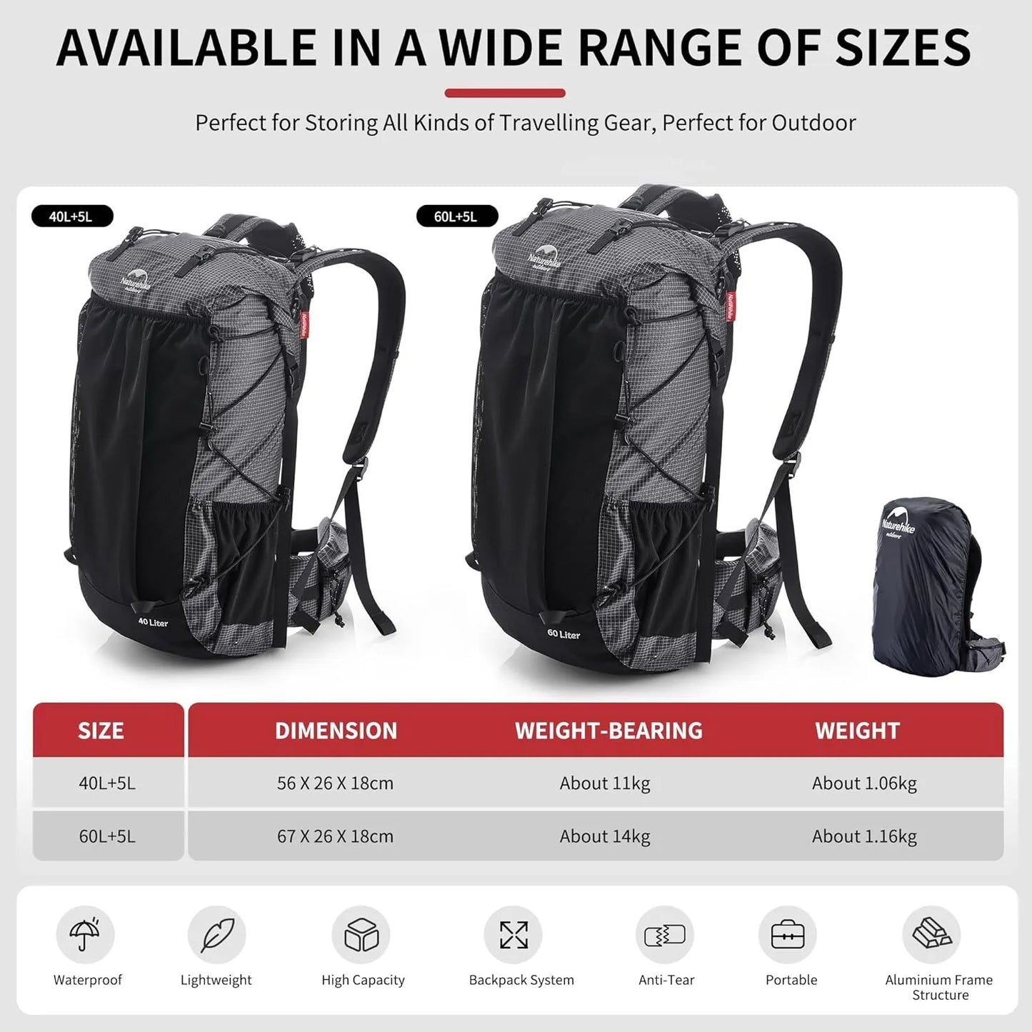 Outdoor Mountain Backpack With Rain Cover