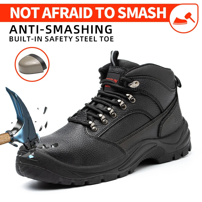 Puncture Proof Anti-skid Steel Toe High Top Work Safety Shoes