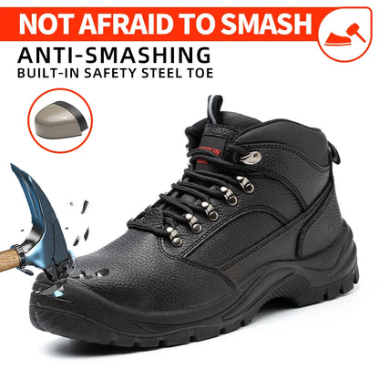 Puncture Proof Anti-skid Steel Toe High Top Work Safety Shoes