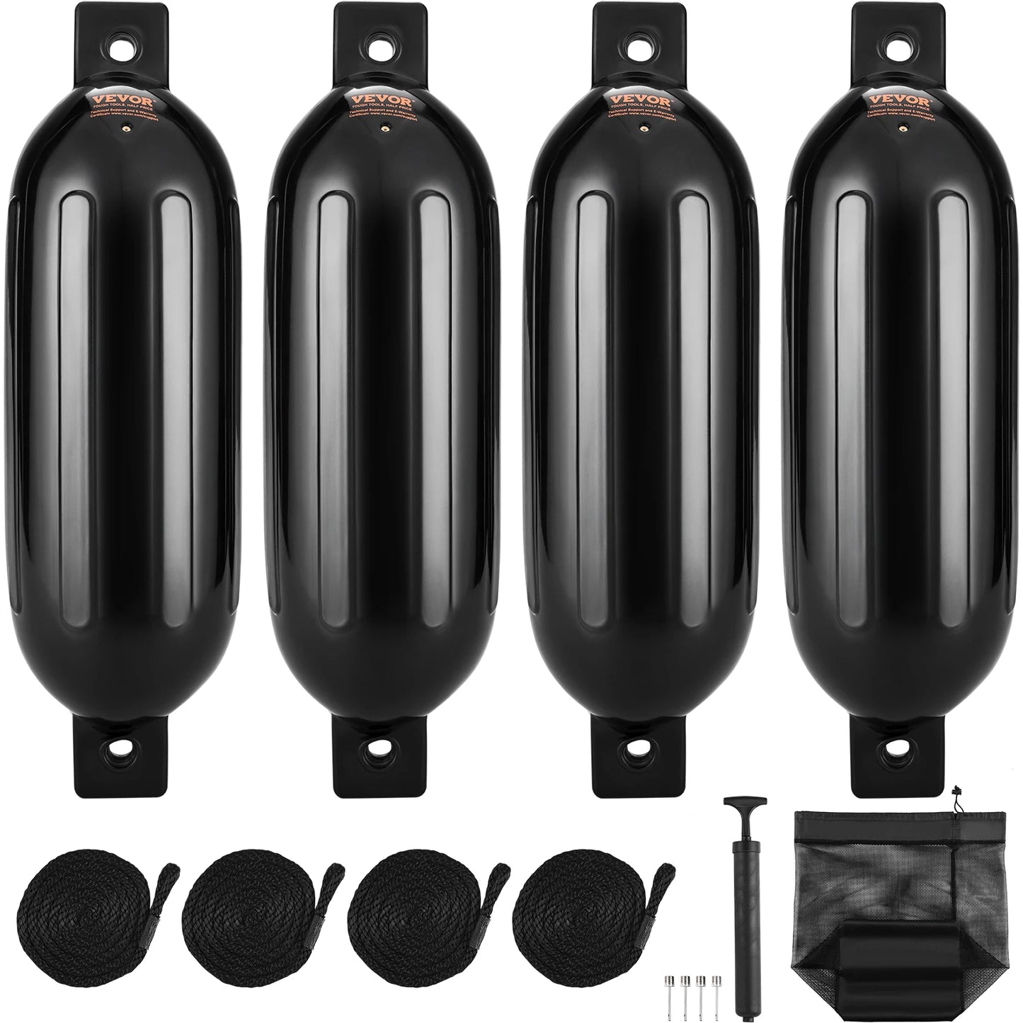 SucceBuy Inflatable Ribbed Fender with Center Holes, Air Pump & Storage Bag