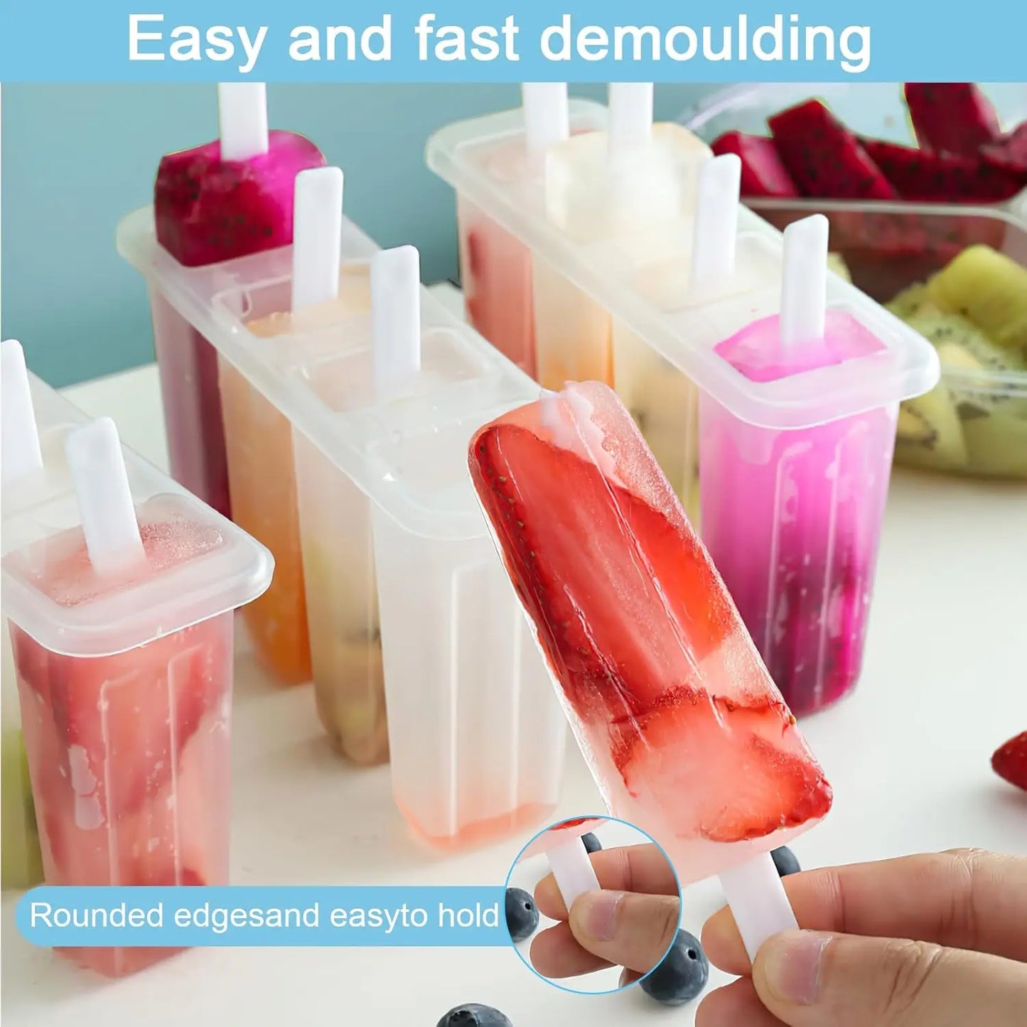 Popsicle Molds with Reusable Sticks
