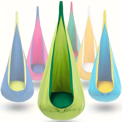 Indoor/Outdoor Hanging Hammock Chair Includes Inflatable Pillow And Cylinder, Storage Bag, Maximum Load Capacity of 264 Pounds, Includes Straps And Screws, Woven Nylon Fabric, No Batteries