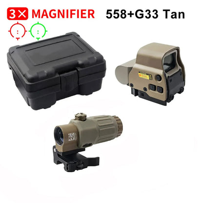 558+G43 Holographic Collimator Sight 558+G33/G45 Red Dot Optic Sight W/20mm Rail Mounts&Quick Detach Lever