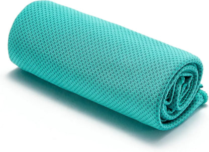 Basics Cooling Towels for Neck and Face 40' x 12', Black/Gray/Aqua/Navy, 4-Pack