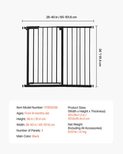 SucceBuy Baby/Pet Gate 28/30/36 Inches High Gate Easy Step Walk Thru