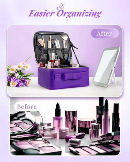 Travel Waterproof Makeup Bag With Mirror lamp