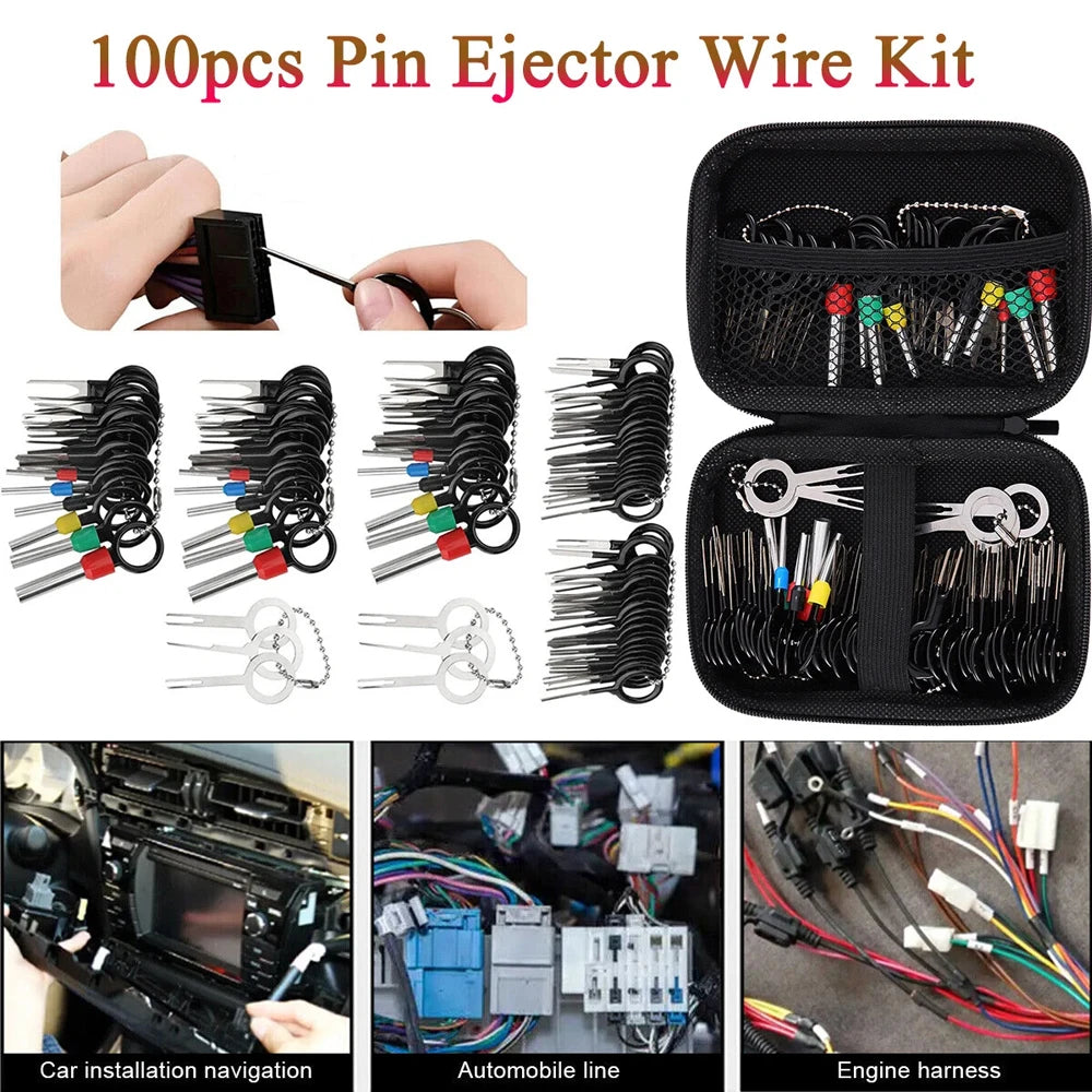 100 PCS Car Terminal Removal Repair Tools Electrical Wiring Crimp Connector Pin Extractor Kit With Keys Automotive Plug Pullers
