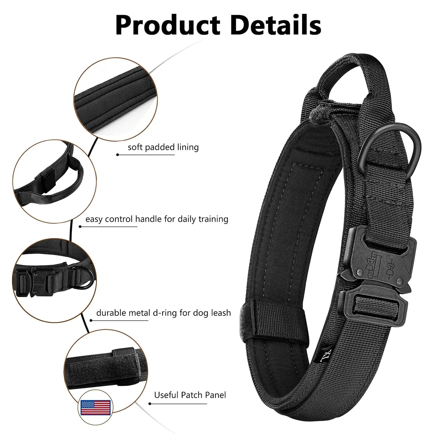 Tactical Dog Harness Collar For Medium Large Dogs