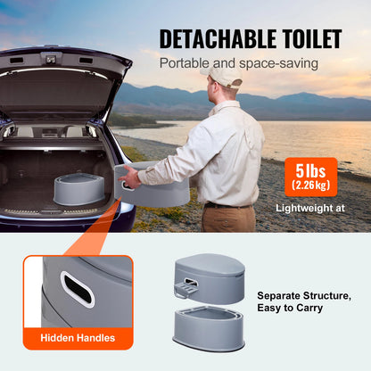 SucceBuy Portable Toilet for Camping 1.3G Detachable Inner Bucket