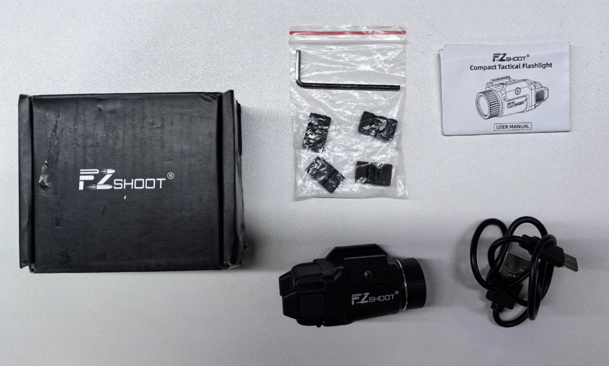 Rechargeable Bright Pistol Flashlight With Strobe Mode For Picatinny and GL Rails