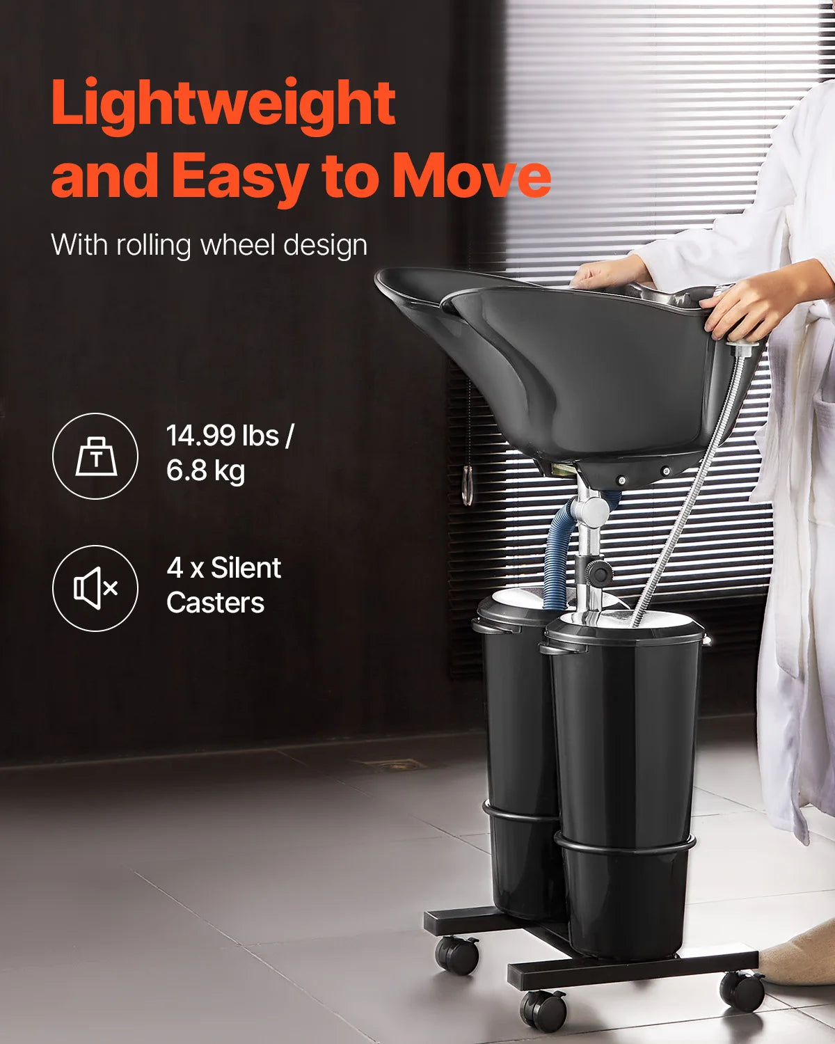 SucceBuy Portable Shampoo Bowl Shampoo Sink for Washing Hair with Electric Pump