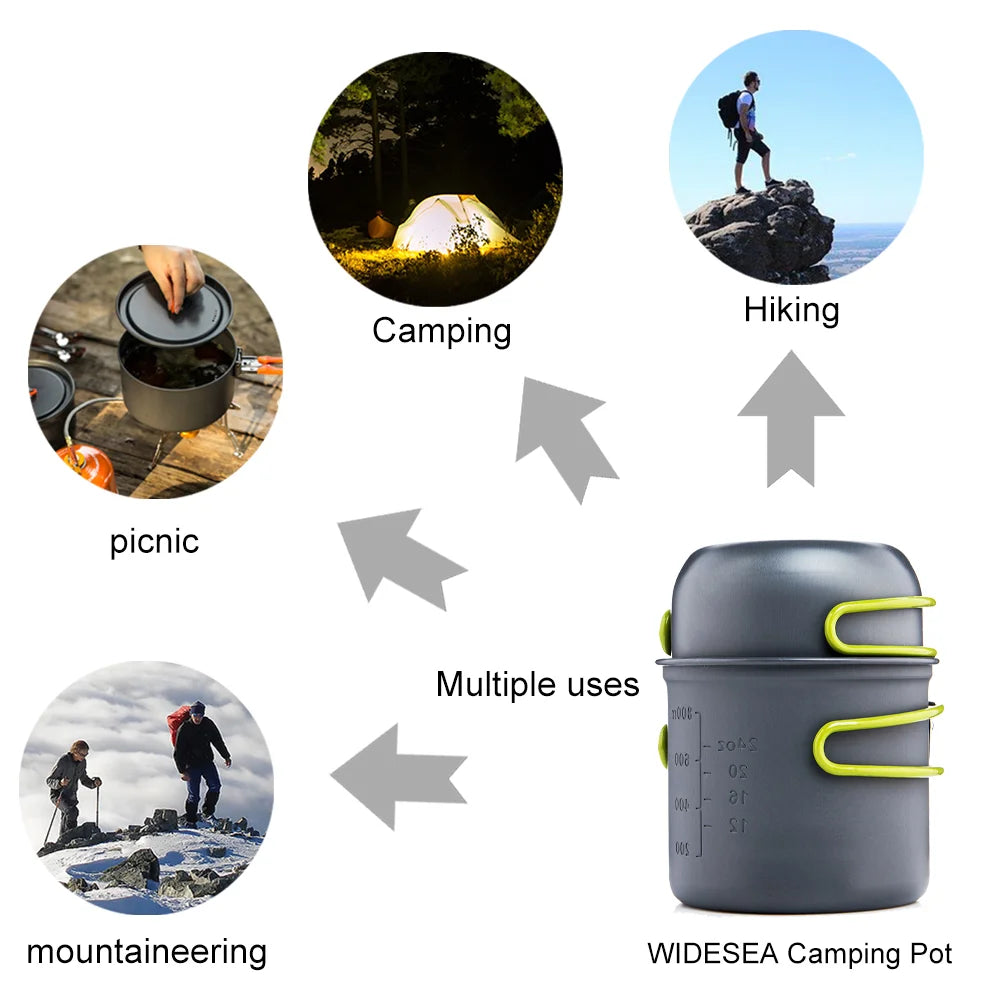 Widesea Ultralight Camping Pot Set Hiking Picnic Travel Tourist Dishes Supplies Equipment