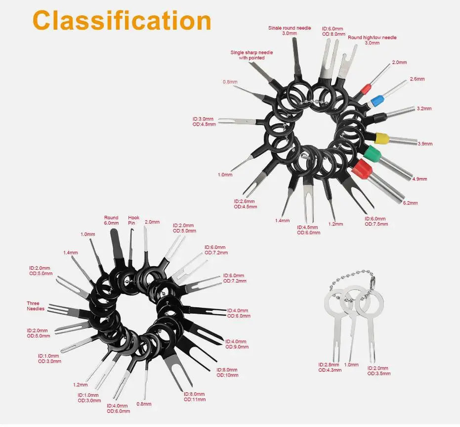 100 PCS Car Terminal Removal Repair Tools Electrical Wiring Crimp Connector Pin Extractor Kit With Keys Automotive Plug Pullers
