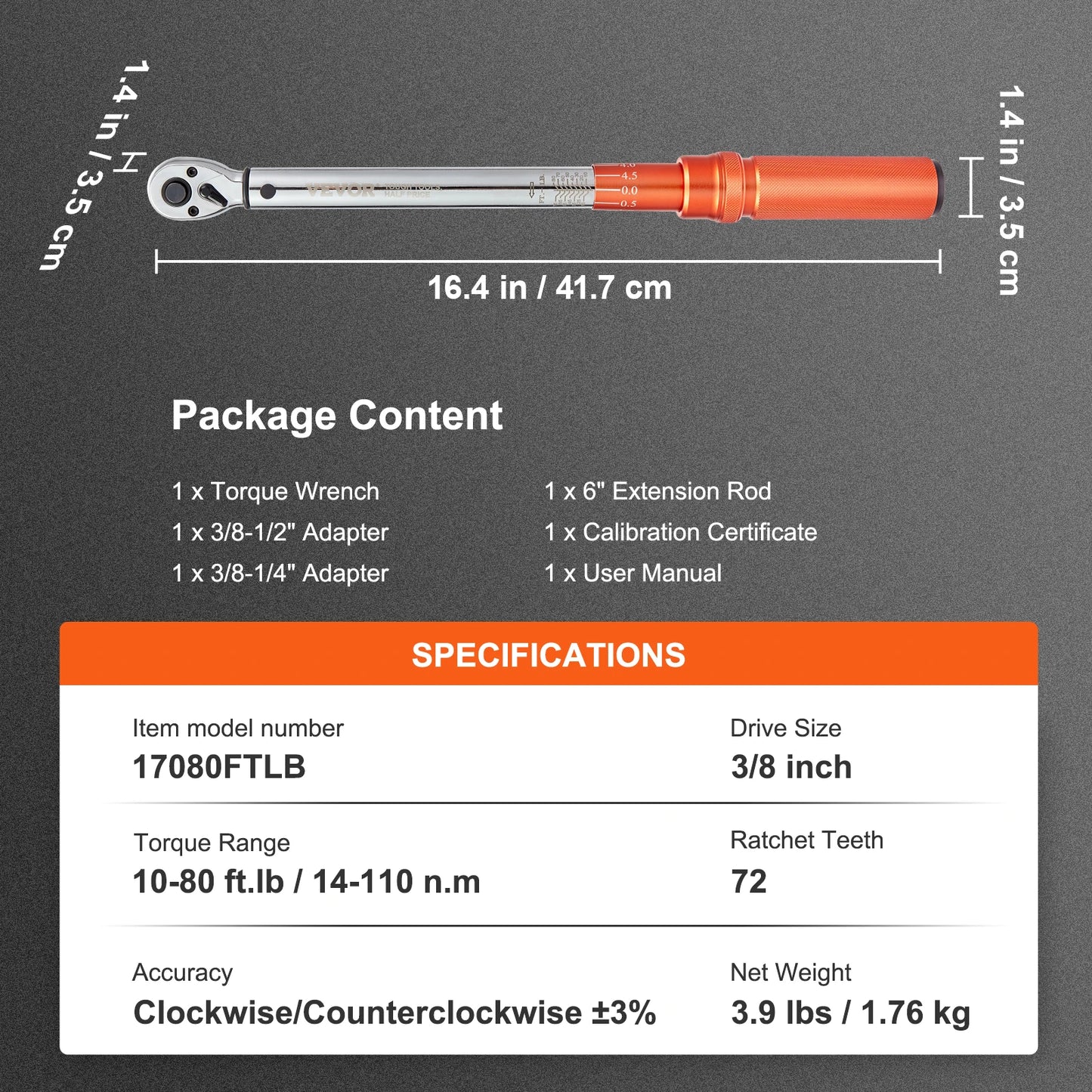 SucceBuy 1/2" 1/4" 3/8" Mechanical Torque Wrench Set