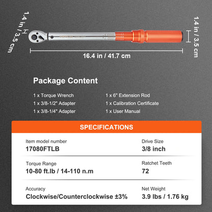 SucceBuy 1/2" 1/4" 3/8" Mechanical Torque Wrench Set