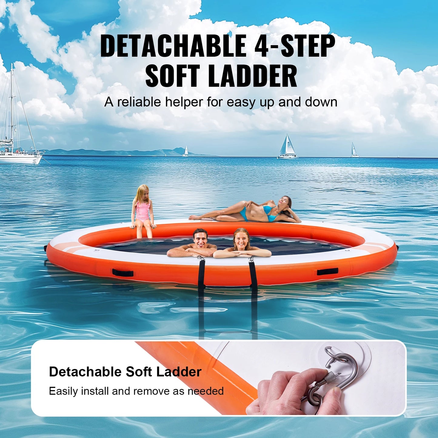 SucceBuy Inflatable Floating Dock 10x8FT With Detachable Ladder