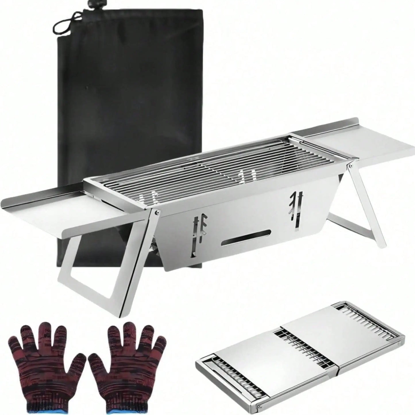 Multi-Functional  Portable Barbecue Foldable Grill, total Length 73cm (Grill Rack 42cm),