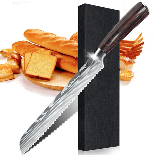 10" Serrated Bread Knife, Ultra Sharp , Non-Slip Handle