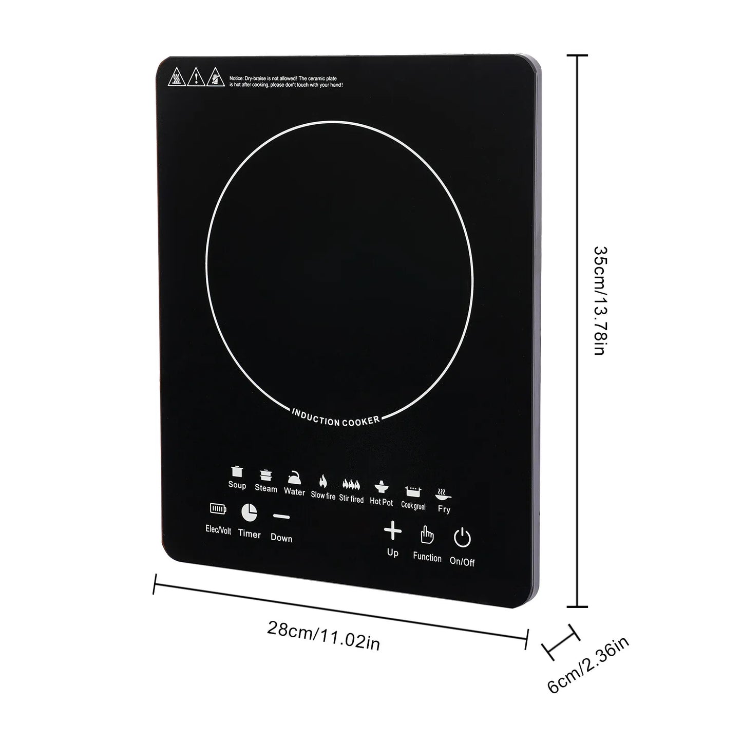 110V 750W Electric Induction Cooktop 8 Power Levels Touch Control Burner 180min Timer Portable Stove